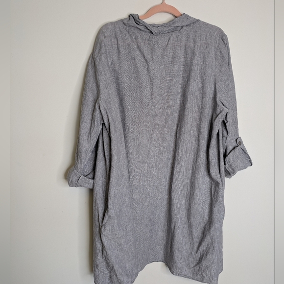 Blu No. 9 Linen Waterfall Cardigan Size XL Grey Pocketed Lagenlook - Picture 6 of 14